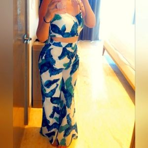 Two pieces set crop top with high waist pants